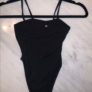 High rise on hips, black tank body suit from LF